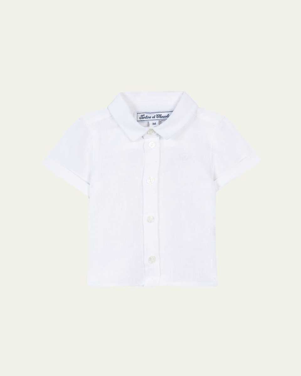 Boy's Linen Button Down Shirt, Size 6M-4